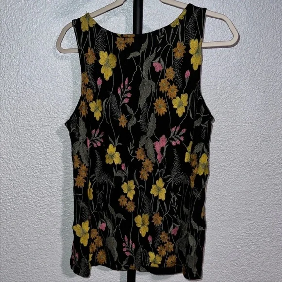 Anthropologie Meadow Rue black embroidered floral tank size L - Picture 7 of 9